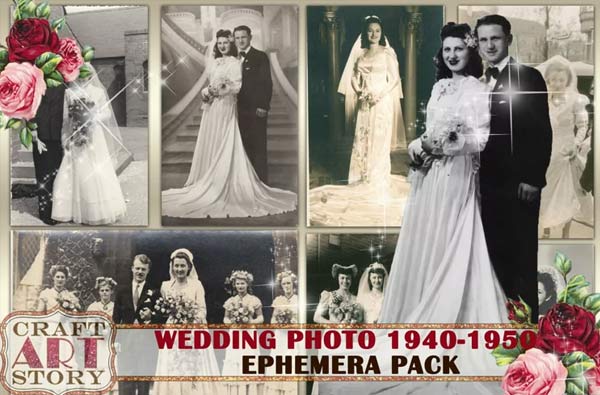 Vintage Wedding old Photo Album Template
